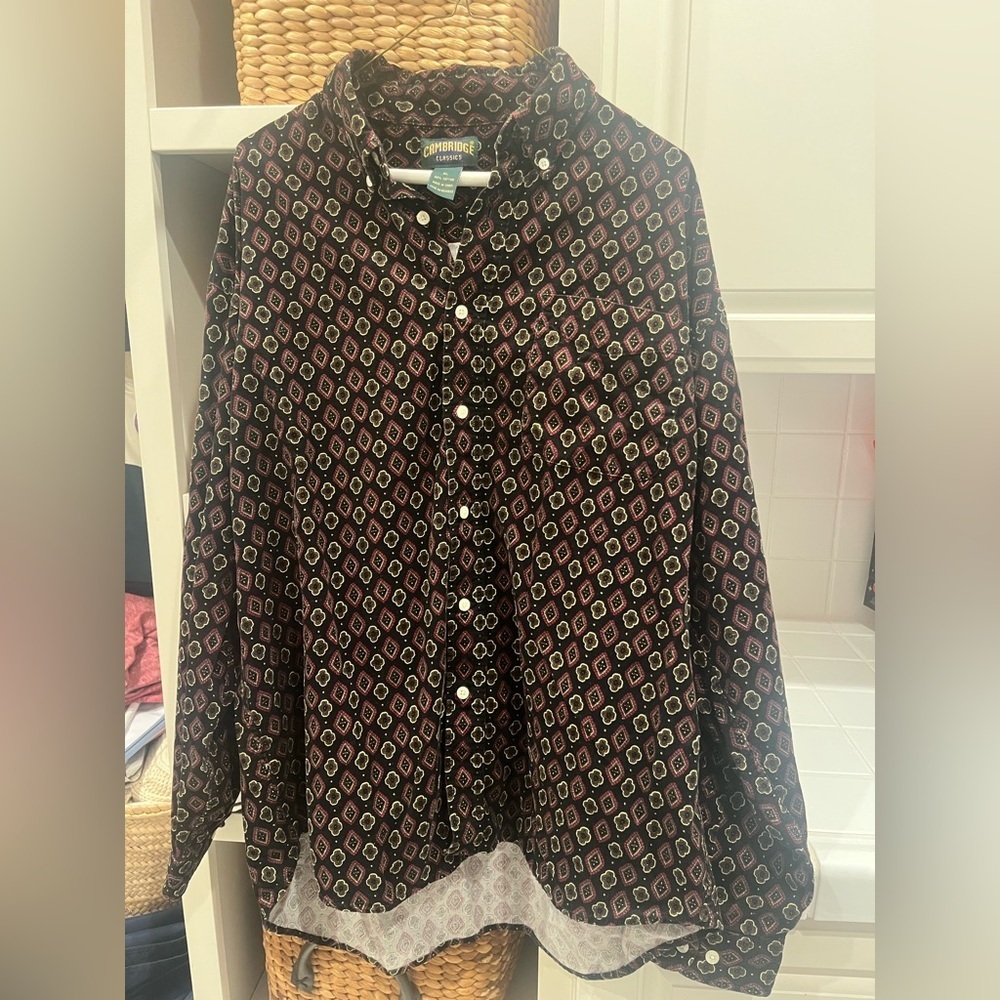 Stylish Black Patterned Dress Shirt